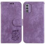 For Nokia G42 Little Tiger Embossed Leather Phone Case(Purple)