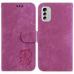 For Nokia G60 Little Tiger Embossed Leather Phone Case(Rose Red)