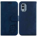 For Nokia X30 Little Tiger Embossed Leather Phone Case(Dark Blue)