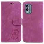 For Nokia X30 Little Tiger Embossed Leather Phone Case(Rose Red)