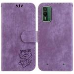 For Nokia XR21 Little Tiger Embossed Leather Phone Case(Purple)