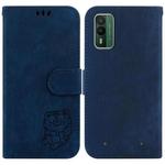 For Nokia XR21 Little Tiger Embossed Leather Phone Case(Dark Blue)