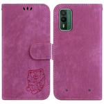 For Nokia XR21 Little Tiger Embossed Leather Phone Case(Rose Red)