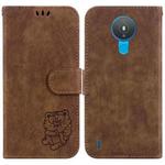 For Nokia 1.4 Little Tiger Embossed Leather Phone Case(Brown)