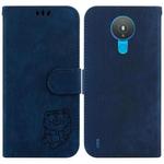 For Nokia 1.4 Little Tiger Embossed Leather Phone Case(Dark Blue)