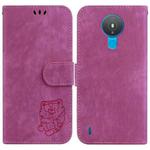 For Nokia 1.4 Little Tiger Embossed Leather Phone Case(Rose Red)
