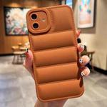 For iPhone 16 Eiderdown Airbag Frosted TPU Phone Case(Brown)