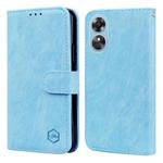 For OPPO A17 Skin Feeling Oil Leather Texture PU + TPU Phone Case(Light Blue)