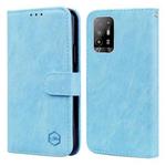 For OPPO A94 5G / A95 5G Skin Feeling Oil Leather Texture PU + TPU Phone Case(Light Blue)