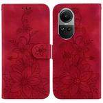 For OPPO Reno10 5G / Reno10 Pro Global Lily Embossed Leather Phone Case(Red)