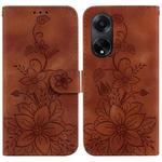 For OPPO A98 5G / F23 5G India Lily Embossed Leather Phone Case(Brown)