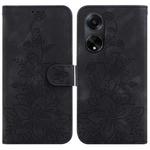 For OPPO A98 5G / F23 5G India Lily Embossed Leather Phone Case(Black)