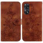 For OPPO Reno8 T 4G Lily Embossed Leather Phone Case(Brown)