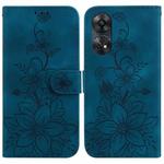 For OPPO Reno8 T 4G Lily Embossed Leather Phone Case(Dark Blue)