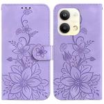 For OPPO Reno9 Pro Lily Embossed Leather Phone Case(Purple)