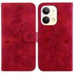 For OPPO Reno9 Pro Lily Embossed Leather Phone Case(Red)