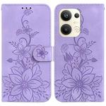 For OPPO Reno9 Pro+ Lily Embossed Leather Phone Case(Purple)