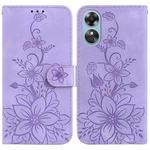 For OPPO A17 / A17k Lily Embossed Leather Phone Case(Purple)