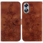 For OPPO A17 / A17k Lily Embossed Leather Phone Case(Brown)