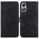 For OPPO A17 / A17k Lily Embossed Leather Phone Case(Black)
