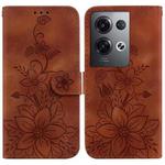 For OPPO Reno8 Pro 5G Lily Embossed Leather Phone Case(Brown)