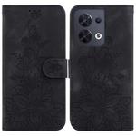 For OPPO Reno8 5G Lily Embossed Leather Phone Case(Black)
