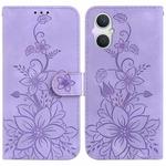 For OPPO A96 5G / Reno7 Z 5G Lily Embossed Leather Phone Case(Purple)