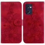 For OPPO Reno7 5G Global / Find X5 Lite Lily Embossed Leather Phone Case(Red)