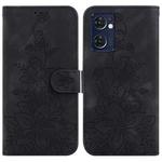 For OPPO Reno7 5G Global / Find X5 Lite Lily Embossed Leather Phone Case(Black)