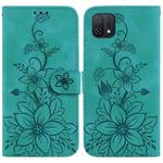 For OPPO A16K Lily Embossed Leather Phone Case(Green)