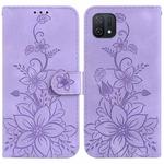 For OPPO A16K Lily Embossed Leather Phone Case(Purple)