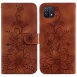 For OPPO A16K Lily Embossed Leather Phone Case(Brown)