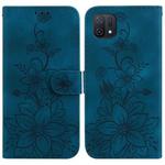 For OPPO A16K Lily Embossed Leather Phone Case(Dark Blue)
