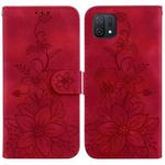 For OPPO A16K Lily Embossed Leather Phone Case(Red)