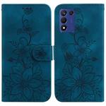 For OPPO K9s 5G / Realme 9 5G Speed Lily Embossed Leather Phone Case(Dark Blue)