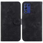 For OPPO K9s 5G / Realme 9 5G Speed Lily Embossed Leather Phone Case(Black)