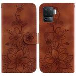 For OPPO A94 4G / F19 Pro / Reno5 F Lily Embossed Leather Phone Case(Brown)