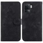 For OPPO A94 4G / F19 Pro / Reno5 F Lily Embossed Leather Phone Case(Black)