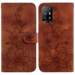 For OPPO A94 5G / F19 Pro+ 5G / Reno5 Z Lily Embossed Leather Phone Case(Brown)