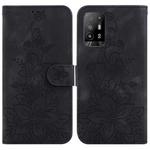 For OPPO A94 5G / F19 Pro+ 5G / Reno5 Z Lily Embossed Leather Phone Case(Black)