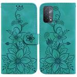 For OPPO A74 5G / A93 5G / A54 5G Lily Embossed Leather Phone Case(Green)