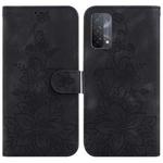 For OPPO A74 5G / A93 5G / A54 5G Lily Embossed Leather Phone Case(Black)