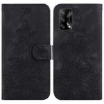 For OPPO A74 4G / F19 4G Lily Embossed Leather Phone Case(Black)