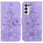 For OPPO Find X3 Neo / Reno5 Pro+ 5G Lily Embossed Leather Phone Case(Purple)