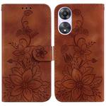For OPPO A78 4G Lily Embossed Leather Phone Case(Brown)
