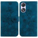 For OPPO A78 4G Lily Embossed Leather Phone Case(Dark Blue)