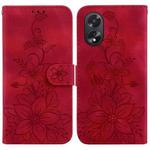 For OPPO A38 4G / A18 Lily Embossed Leather Phone Case(Red)