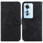 For OPPO Reno11 F Global Lily Embossed Leather Phone Case(Black)