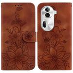 For OPPO Reno11 Pro 5G Global Lily Embossed Leather Phone Case(Brown)