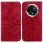 For OPPO A3 Pro 5G Lily Embossed Leather Phone Case(Red)